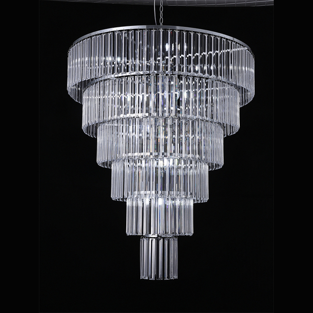 3017 Simple Style 6-Tier Crystal Strip Chandelier