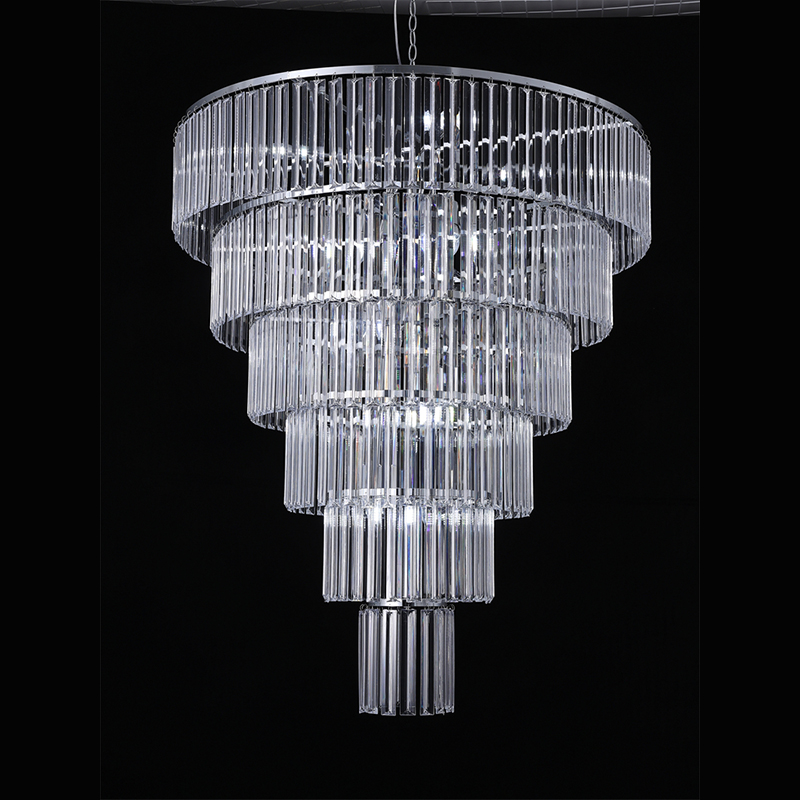 3017 Simple Style 6-Tier Crystal Strip Chandelier