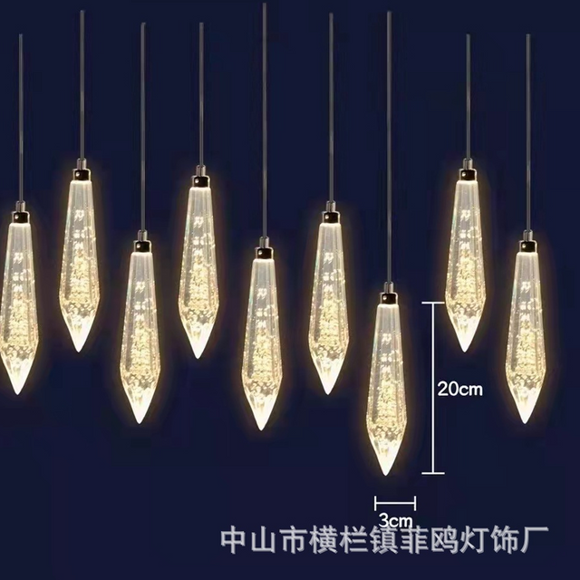 10-Head Acrylic Pointed Bead/Bud Pendant Light