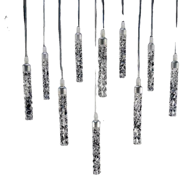 10-Head Crystal Glass Column Pendant Light
