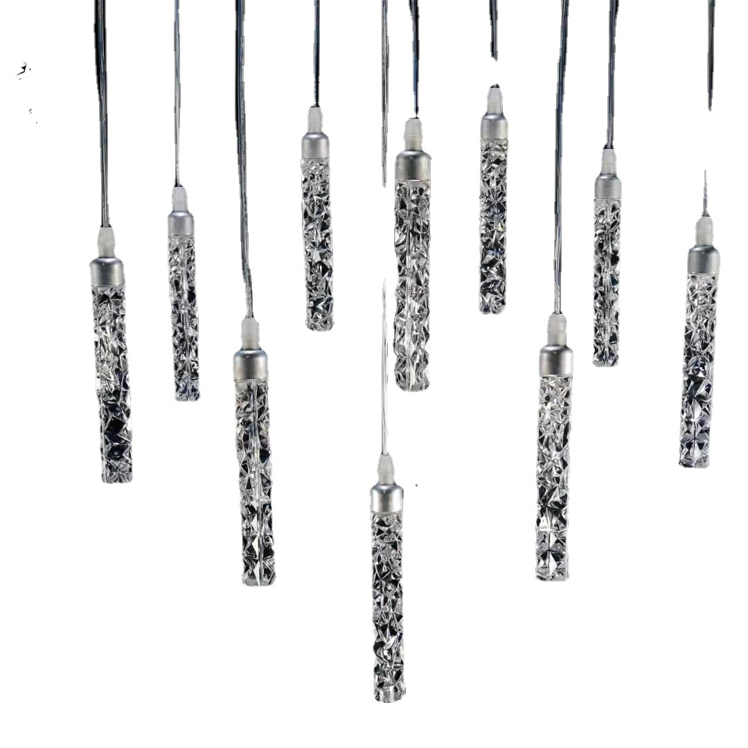 10-Head Crystal Glass Column Pendant Light