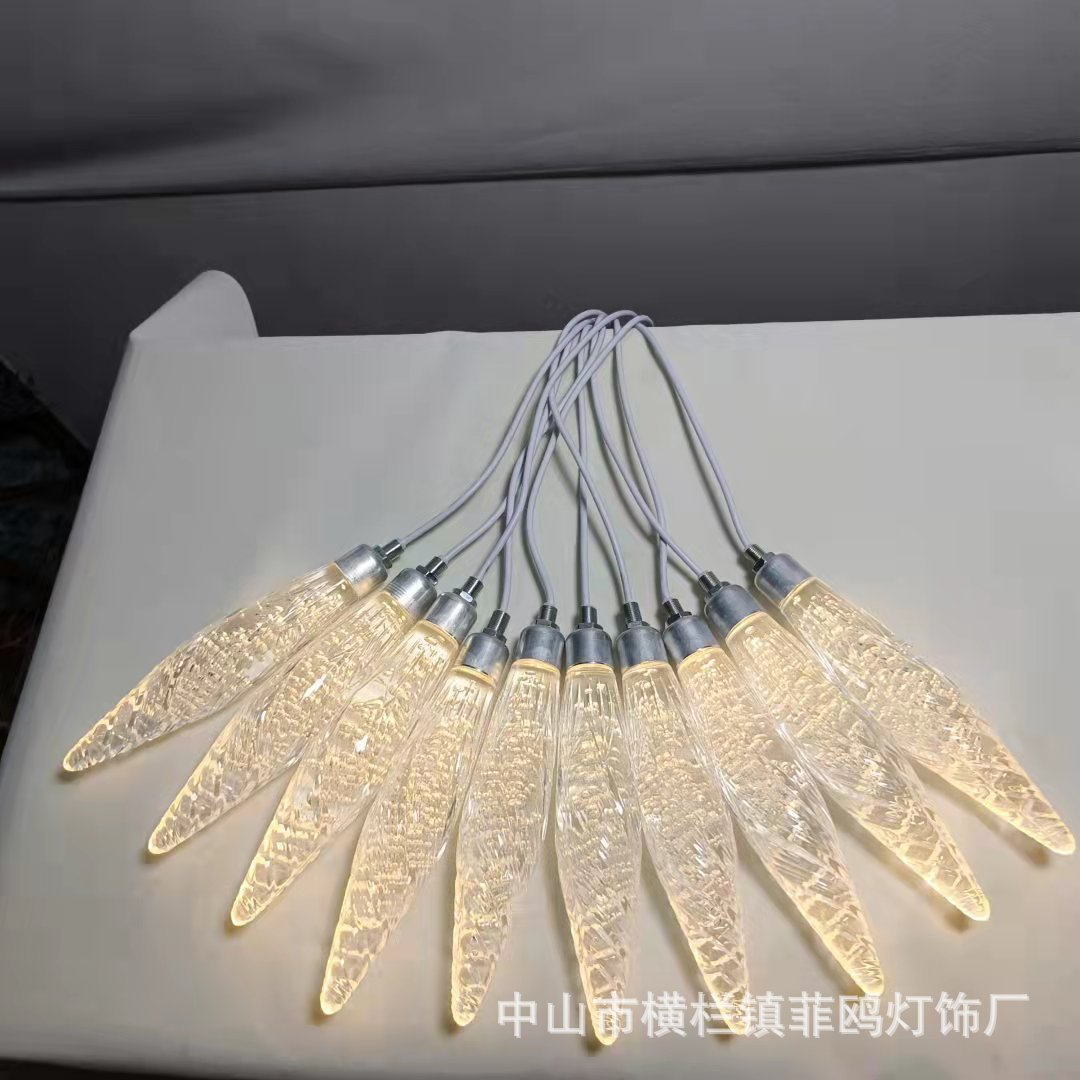 10-Head Acrylic Pointed Bead/Bud Pendant Light