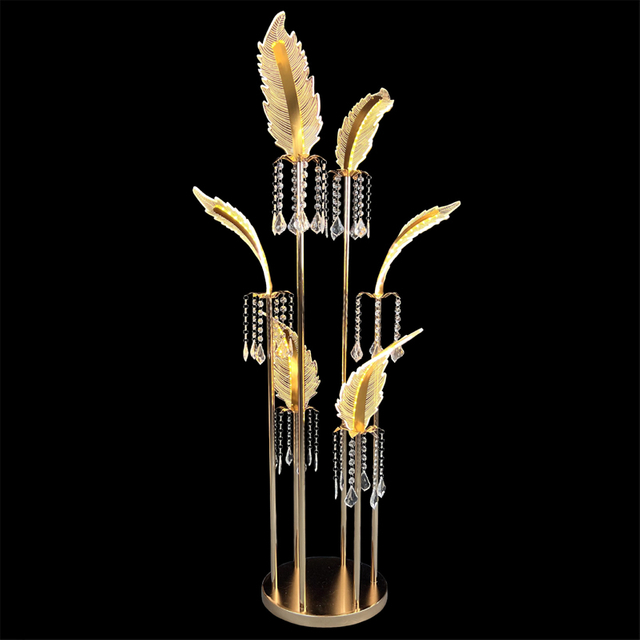 6-Head Acrylic Crystal Feather Aisle Light