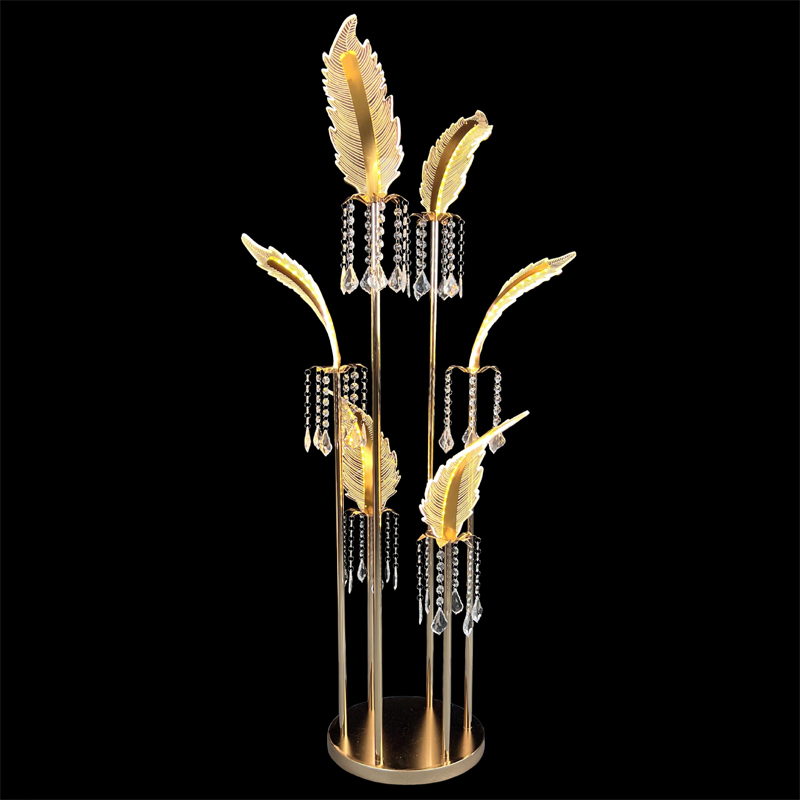 6-Head Acrylic Crystal Feather Aisle Light