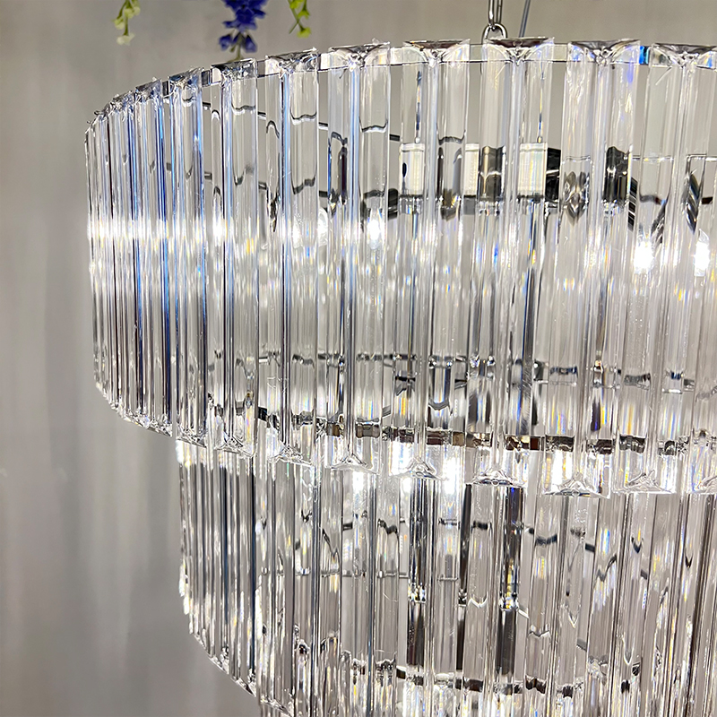 3017 Simple Style 6-Tier Crystal Strip Chandelier