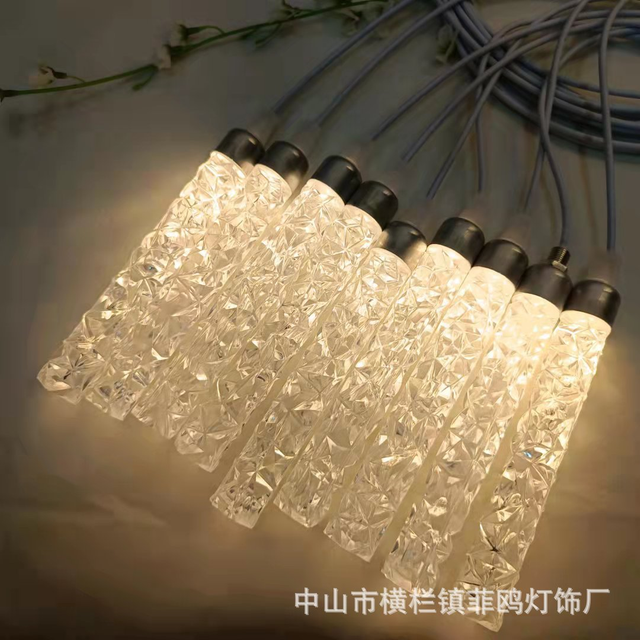 10-Head Crystal Glass Column Pendant Light