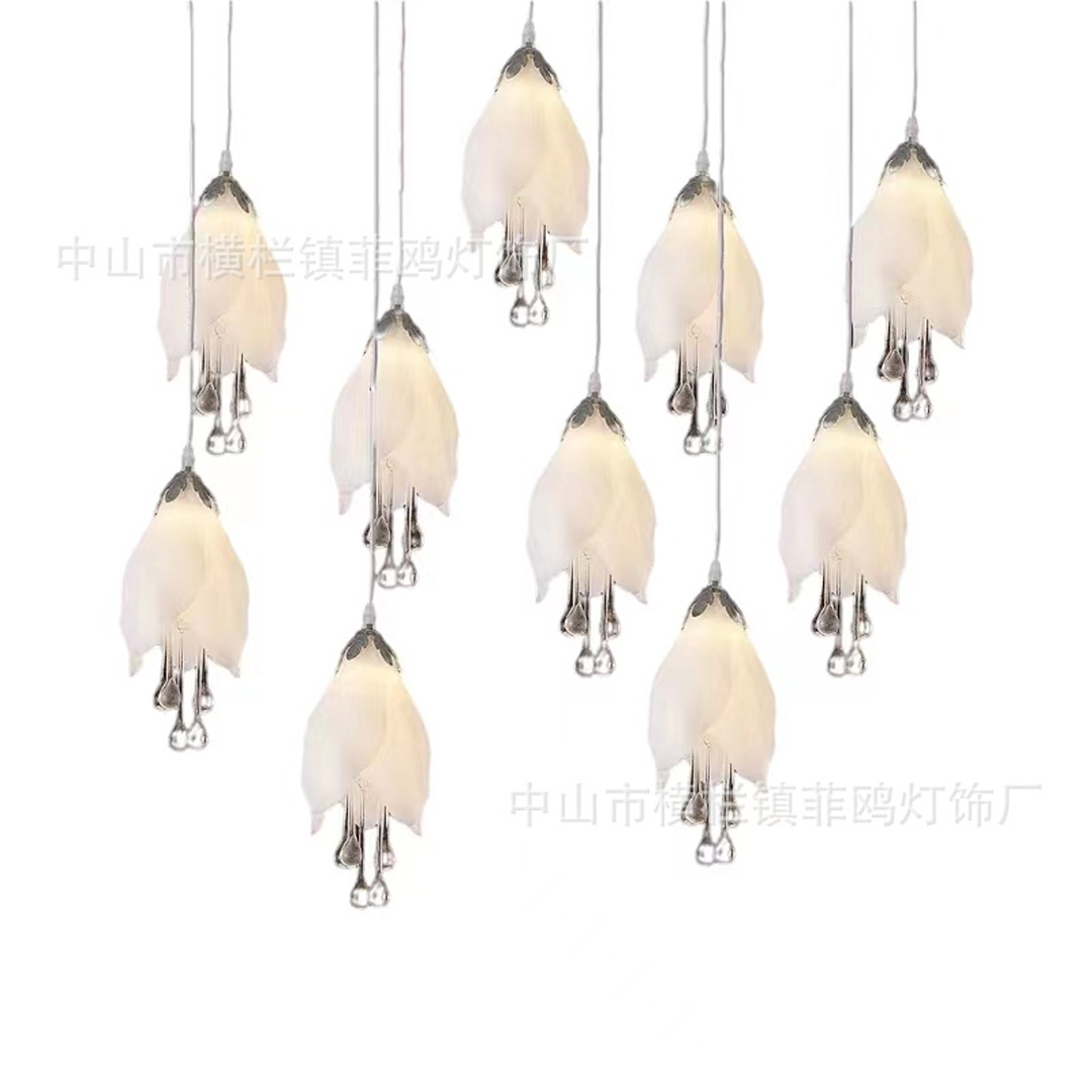 10-Head Magnolia Flower Pendant Light