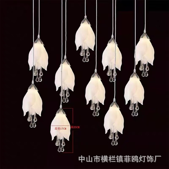 10-Head Magnolia Flower Pendant Light