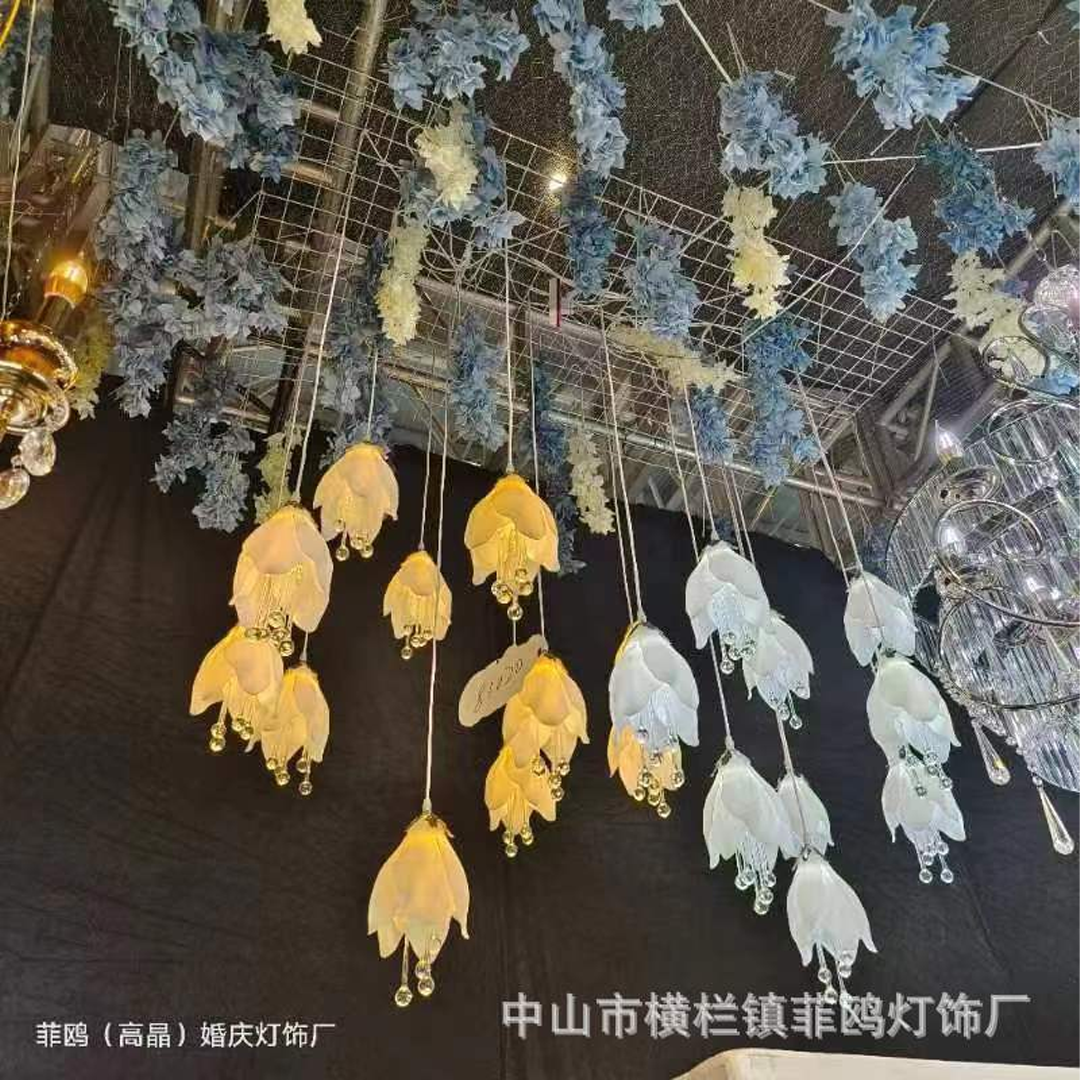 10-Head Magnolia Flower Pendant Light